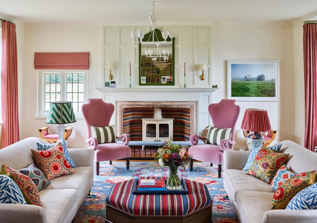 Vibrant prints and hues adding flair to contemporary interiors.