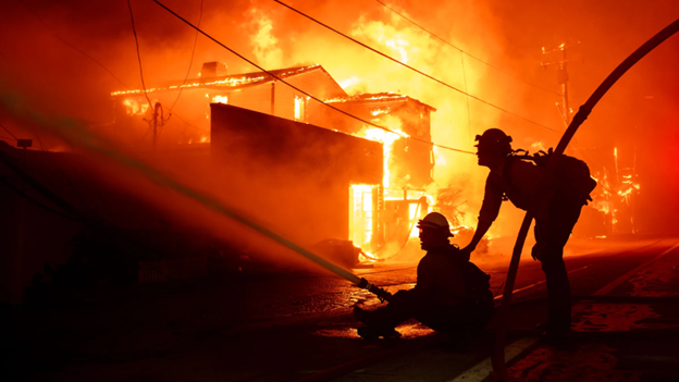Firefighters race against time to battle Los Angeles wildfires.