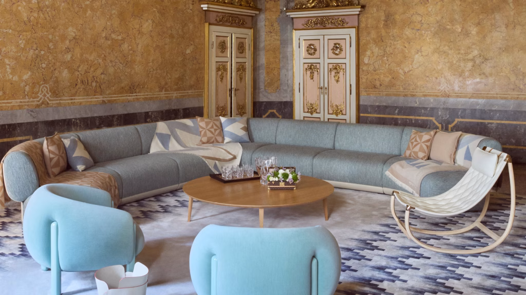 Louis Vuitton’s Curved Collection, a sculptural showcase of fluid forms at Salone Del Mobile 2025