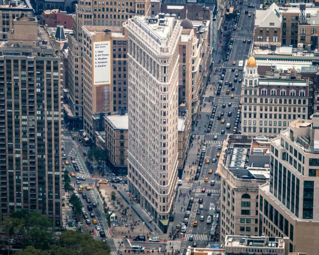 The Flatiron Building’s triangular shape provides a unique architectural form while maintaining structural strength and stability in a narrow, challenging space