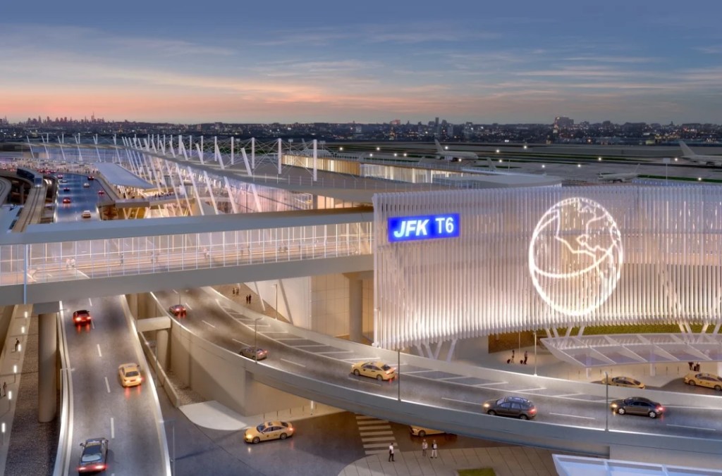 Approved 3D view of JFK Terminal 6 showcasing the upcoming modern design, spacious layout, and future-ready passenger amenities