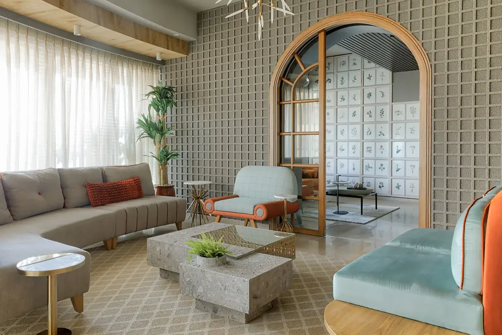 Balance of pattern, material and textures