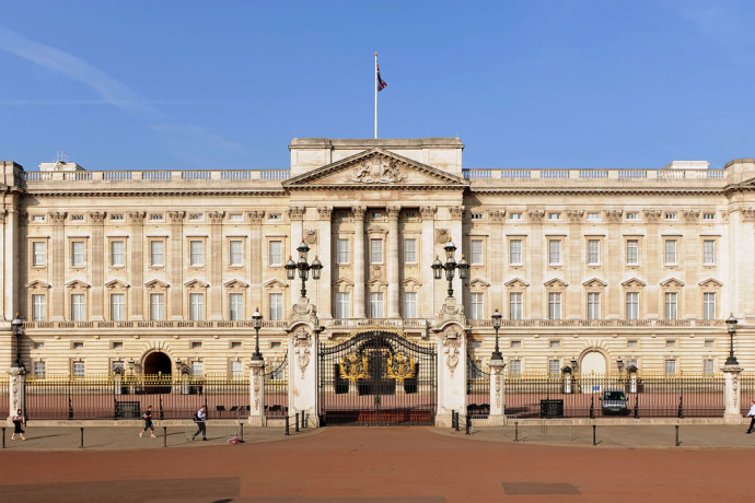 Buckingham Palace, the British royal residence in London.